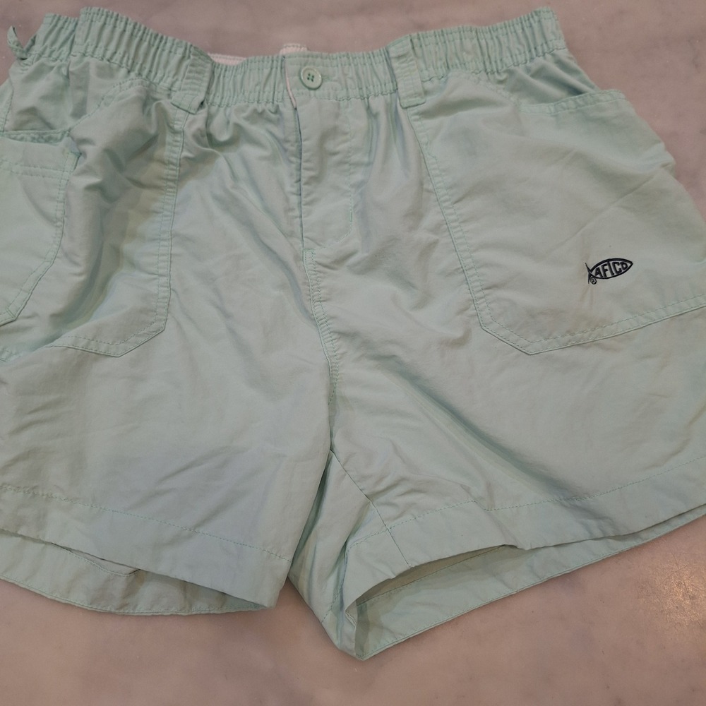 AFTCO Fishing Shorts Women 14 Green Elastic Waist Outdoor Hiking Utility Pockets - Picture 1 of 7